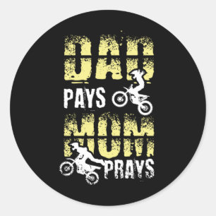 Sticker Rond Papa Paie Maman Prier Motocross Dirt Bike
