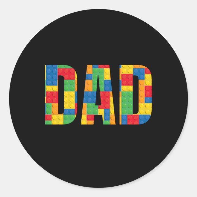 Sticker Rond Papa Parent Brick Master Builder Blocs Se (Devant)