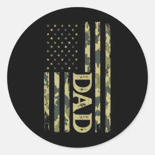 Sticker Rond Papa patriotique Usa Fête des pères Drapeau améric