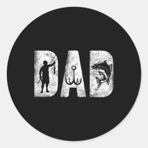 Sticker Rond Papa Pêcheur Clic Gras Police Fête des Pères Poiss