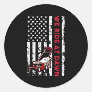 Sticker Rond Papa Pelouse tondeuse jardinage