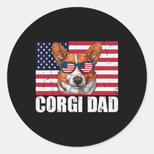Sticker Rond Papa Pembroke Welsh Corgi Us Amoureux des chiens D