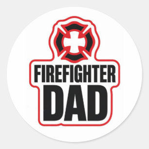 Sticker Rond Papa pompier fier