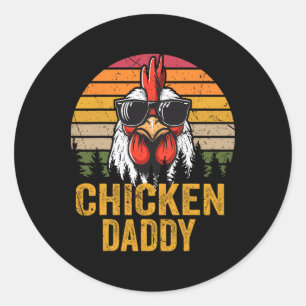 Sticker Rond Papa Poule Coq Vintage Pour Papa Agriculteur Père