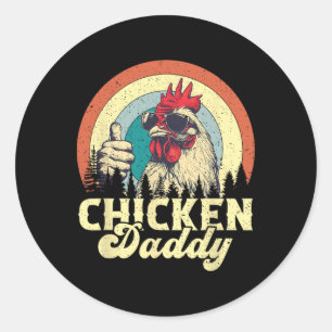 Sticker Rond Papa Poule Éleveur de Volailles Vintage Drôle de F