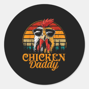 Sticker Rond Papa Poulet Vintage Ultry Fermier Drôle Fêtes des