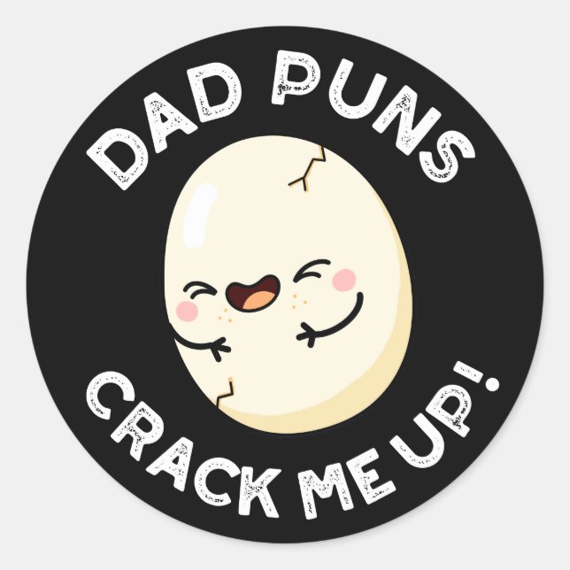 Sticker Rond Papa Puns M'Accroche Drôle Oeuf Pun Dark BG (Devant)