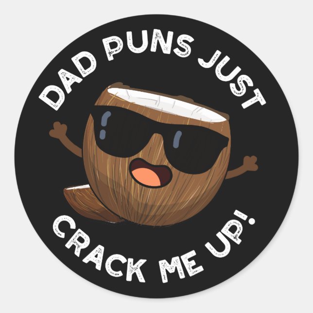 Sticker Rond Papa Puns M'Accroche Funky Coconut Pun Dark BG (Devant)
