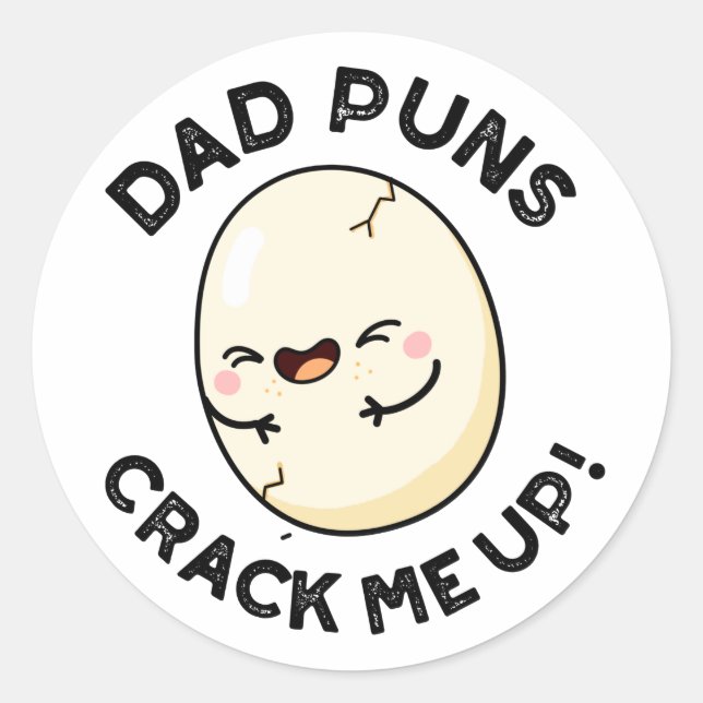 Sticker Rond Papa Puns M'Accroche Un Jeu D'Oeufs Drôle (Devant)