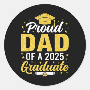 Sticker Rond Papa Senior 2025 Fier Papa D'Un Cl De 2025 Diplômé