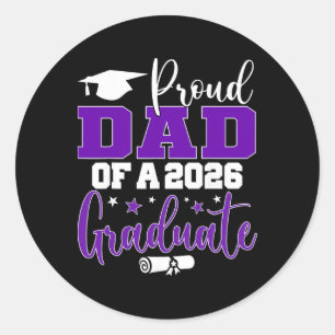 Sticker Rond Papa Senior 2026 Fier Papa D'un Cl De 2026 Diplômé