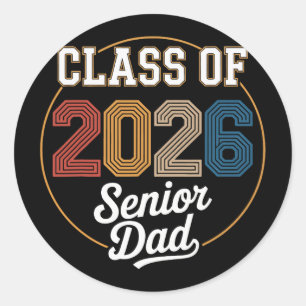 Sticker Rond Papa senior Cl de 2026 Remise des diplômes 2026 Di