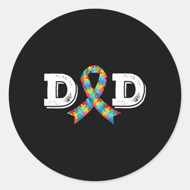 Sticker Rond Papa sensibilisation à l'autisme Acceptation Diffi (Devant)