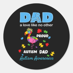 Sticker Rond Papa sensibilisation à l'autisme Fier Fils autiste