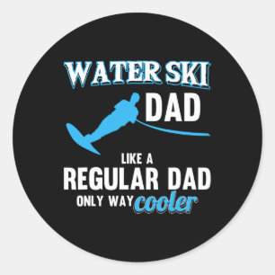 Sticker Rond Papa ski nautique comme un papa normal Plage Athlè