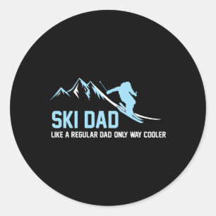 Sticker Rond Papa skieur drôle skieur aventure enneigée amateur