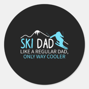 Sticker Rond Papa skieur homme drôle skieur Sports d'hiver Ski
