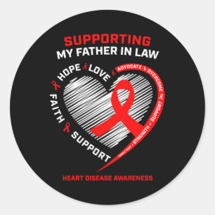 Sticker Rond Papa Soutien Père En Droit Maladie de Coeur Rouge