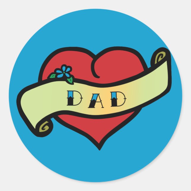 Sticker Rond Papa Tattoo Heart (Devant)