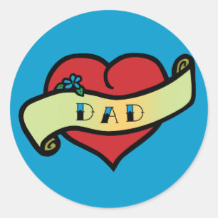 Sticker Rond Papa Tattoo Heart