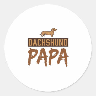 Sticker Rond Papa teckel Gravure vintage Dessin papa chien_1