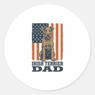 Sticker Rond Papa Terrier Irlandais Patriotique Vintage