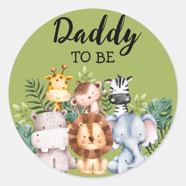 Sticker Rond Papa To Be | Woodland Creobjets Baby Shower (Devant)