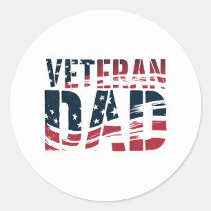 Sticker Rond Papa vétéran rouge, blanc et bleu