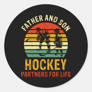 Sticker Rond Papa vintage et fils partenaires de hockey pour la