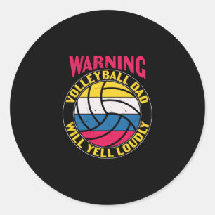 Sticker Rond Papa Volleyball Va hurler fort