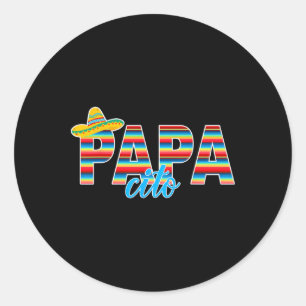 Sticker Rond Papacito Serape Mexicaine Sombrero Cinco De Mayo