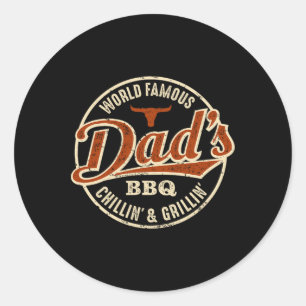 Sticker Rond Papa's Bbq Chilling Et Grilling Vintage