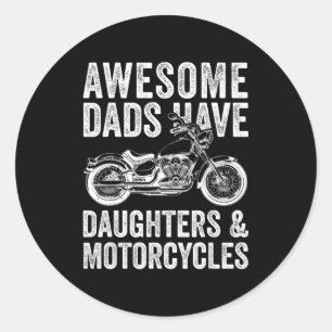 Sticker Rond Papas Filles Moto Papa
