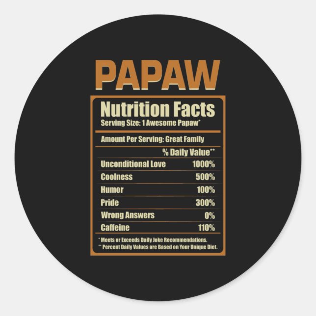 Sticker Rond Papaw Nutrition Faits Amour inconditionnel (Devant)