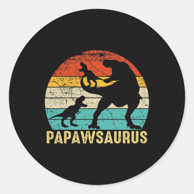 Sticker Rond Papawsaurus Rex Papaw Dinosaure 2 Enfants Fête des (Devant)
