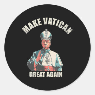 Sticker Rond Pape Trump Drôle Trump Vatican Chrétien Rétro Chu