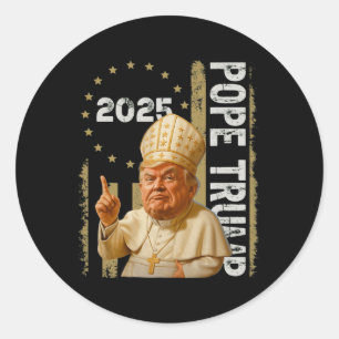 Sticker Rond Pape Trump Drôle Trump Vatican Chrétien Rétro Chu