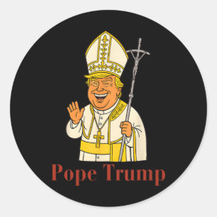 Sticker Rond Pape Trump Drôle Trump Vatican Chrétien Rétro Chu