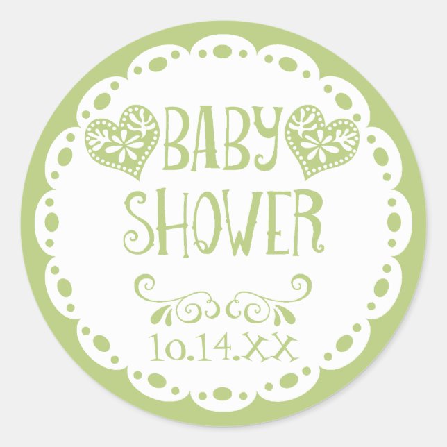 Sticker Rond Papel Picado Baby shower Lime Fiesta Enveloppe (Devant)