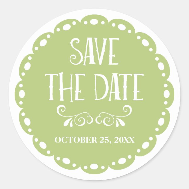 Sticker Rond Papel Picado Enregistrer la date Lime Fiesta Maria (Devant)