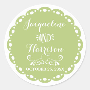 Sticker Rond Papel Picado Enveloppe Sceau Lime Fiesta Mariage