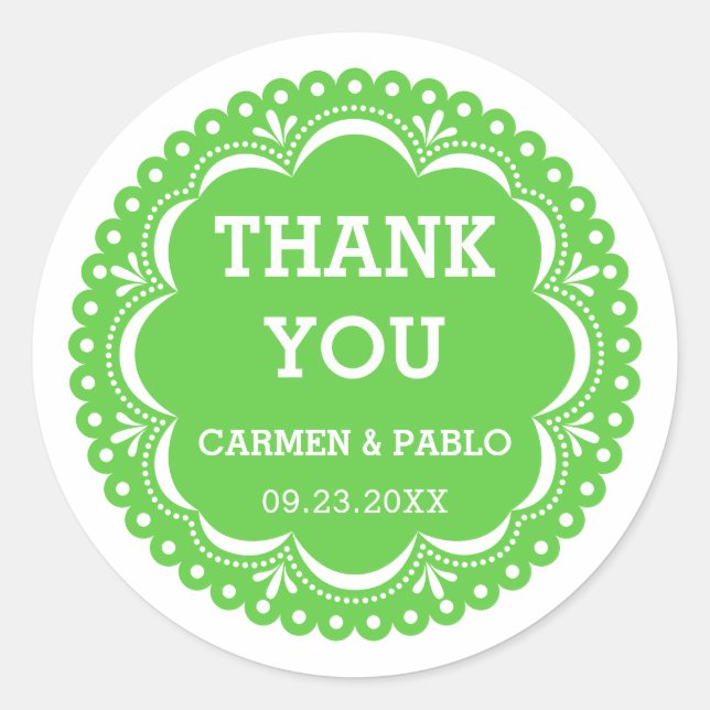 Sticker Rond Papel Picado rose et violet mariage Faveur Classi (Devant)