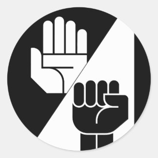 Sticker Rond Paper Beats Rock – Minimalist Black & White art