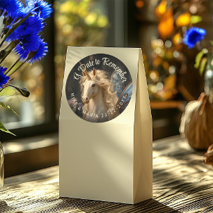 Sticker Rond Papeterie de licorne fée papillon bleu classique
