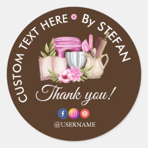 Sticker Rond Papeterie de remerciement ronde aquarelle Sweet Ca