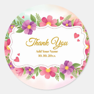 Sticker Rond Papeterie florale Lily Grace aquarelle Merci