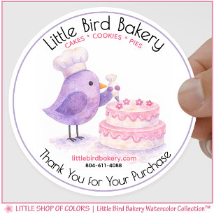 Sticker Rond Papeterie personnalisable Boulangerie Merci aquare
