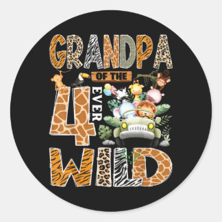 Sticker Rond Papi des quatre anniversaire 4 ans du Zoo Safari s