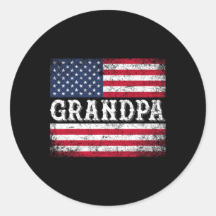 Sticker Rond Papi Drapeau Usa Vintage Patriotique 4 Juillet