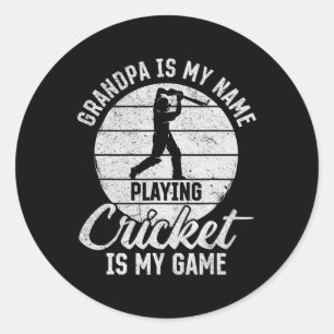 Sticker Rond Papi est mon nom jouer au cricket est mon jeu 1
